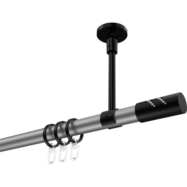 Vorhangstange (Deckenmontage) Silbergrau / Schwarz, Metall 20 mm Ø Sonette Zoena