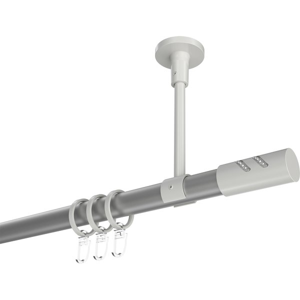 Vorhangstange (Deckenanbringung) Silbergrau / Weiß, Metall 20 mm Ø Sonette Zoena