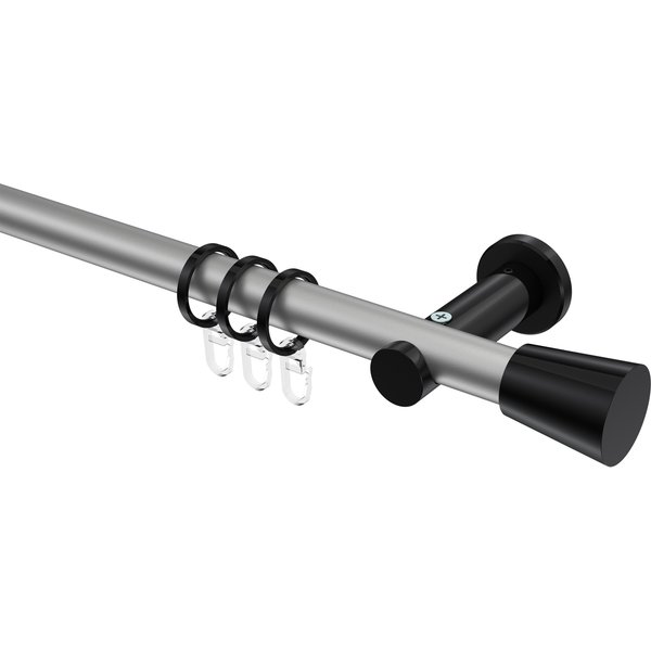 Vorhangstange Silbergrau / Schwarz, Metall 20 mm Ø Platon Sitra