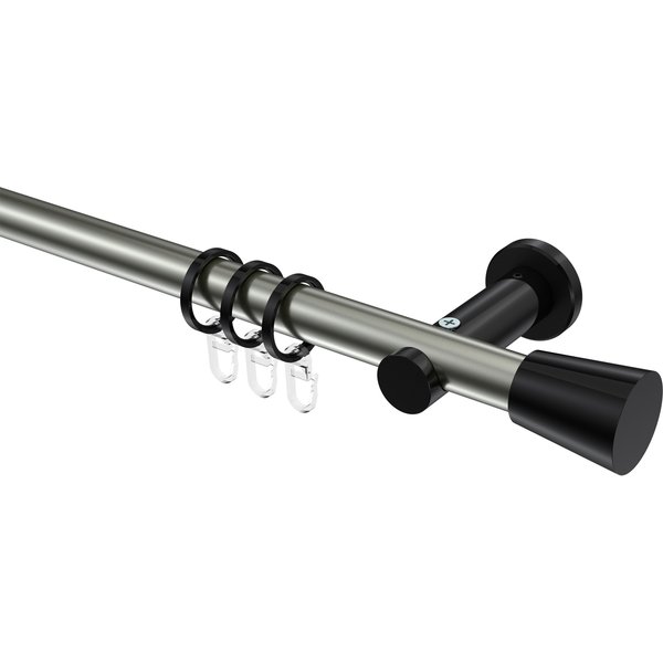 Gardinenstangen Edelstahl-Optik / Schwarz, Metall 20 mm Ø Platon Sitra