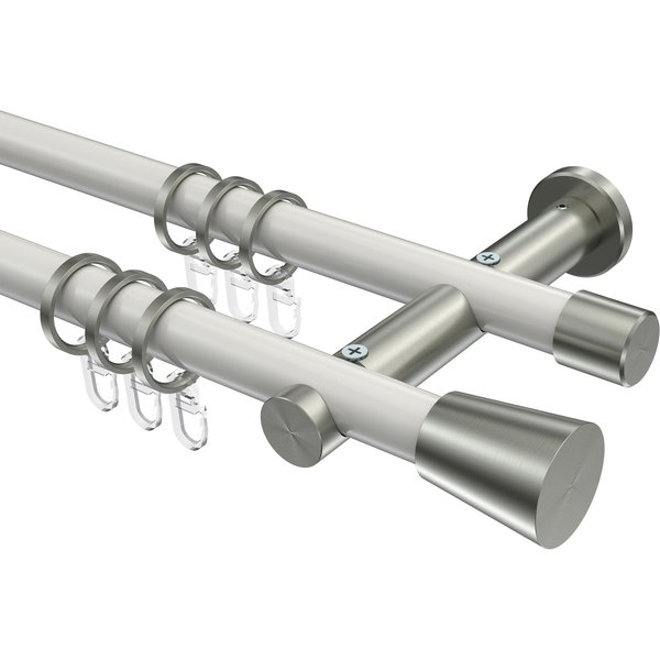 Stilgarnituren Weiß / Edelstahl-Optik, Metall 20 mm Ø Platon Sitra, zweiläufig