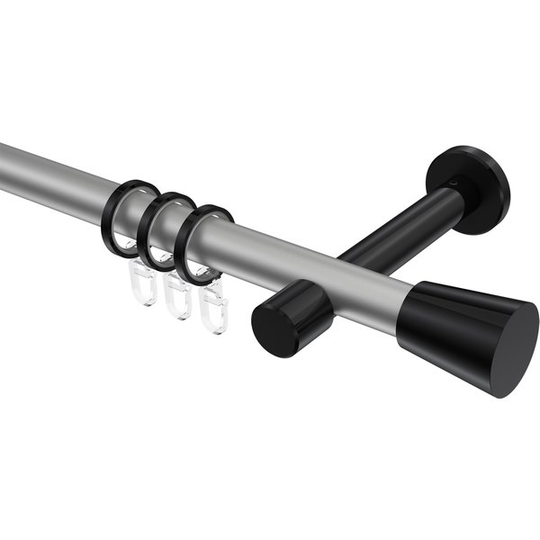 Vorhangstangen Silbergrau / Schwarz, Metall 20 mm Ø Prestige Sitra