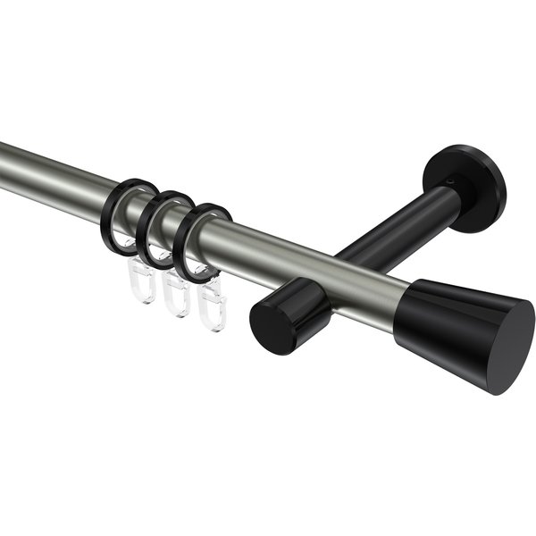 Gardinenstange Edelstahl-Optik / Schwarz, Metall 20 mm Ø Prestige Sitra