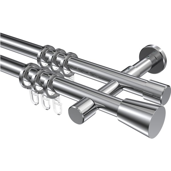 Gardinenstange Chrom, Metall 20 mm Ø Prestige Sitra, 2-läufig