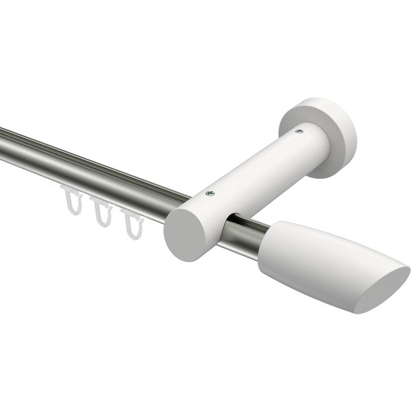 Innenlauf-Vorhangstangen Edelstahl-Optik / Weiß 20 mm Ø Talent Etta Aluminium / Holz