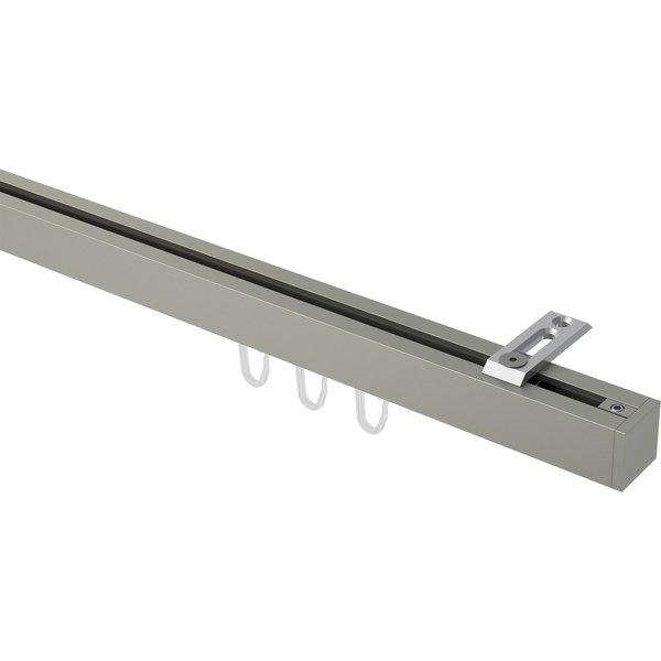 Innenlauf-Gardinenstangen Satin-Silber eckig/kantig Deckenmontage 20x20 mm Quadline (Universal) Sono