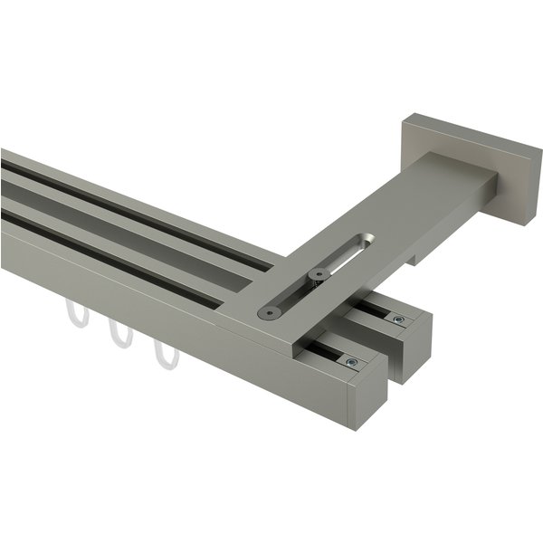 Innenlauf-Gardinenstangen Satin-Silber 2-läufig eckig/kantig 20x20 mm Quadline (Multi) Sono