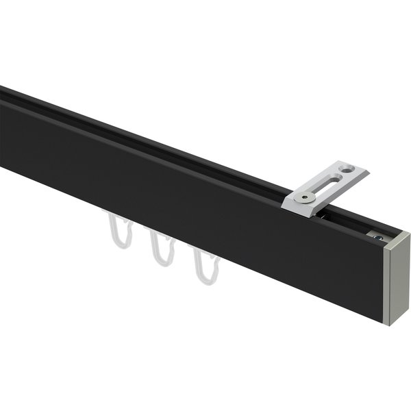 Innenlaufstangen / Decken-Vorhangstangen Schwarz / Edelstahl-Optik kantig Smartline Paxo