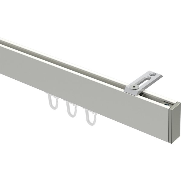 Innenlauf-Gardinenstange Deckenmontage Weiß / Edelstahl-Optik kantiges Design Smartline Paxo