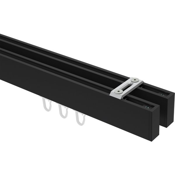 Innenlauf-Gardinenstange Deckenmontage Schwarz zweiläufig Eckdesign Smartline Paxo