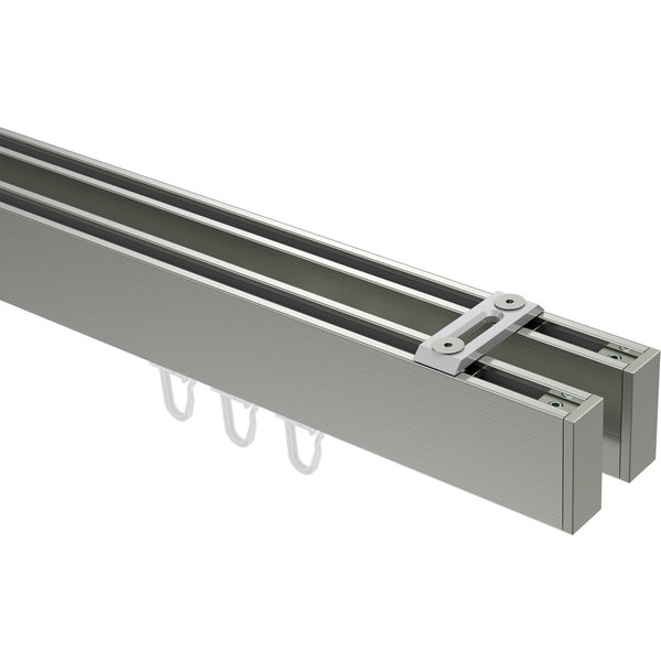 Innenlauf-Gardinenstangen Deckenanbringung doppelläufig eckig Edelstahl Optik Smartline Paxo