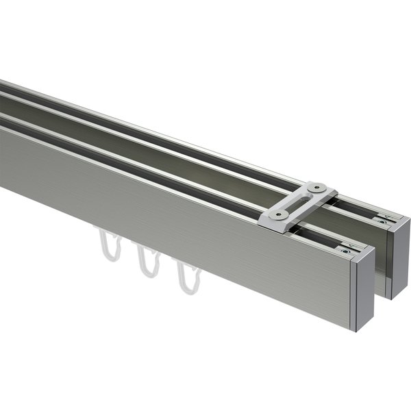 Innenlaufstange / Decken-Vorhangstange Edelstahl-Optik / Chrom 2-läufig Eckdesign Smartline Paxo