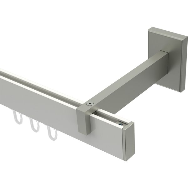 Innenlauf-Gardinenstange Weiß / Edelstahl-Optik Eckdesign Smartline Paxo