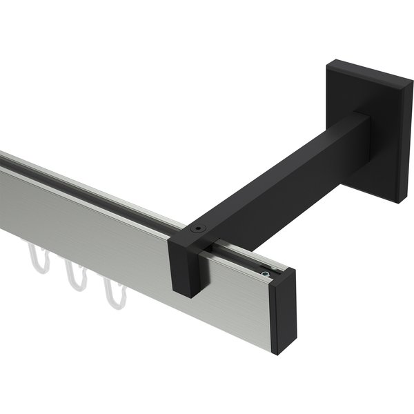 Innenlauf-Gardinenstangen Edelstahl-Optik / Schwarz eckig Smartline Paxo