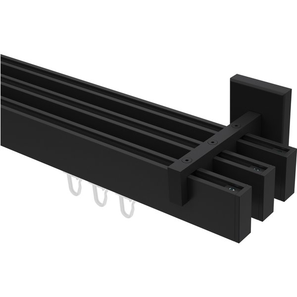 Innenlauf-Gardinenstange Schwarz 3-läufig Eckdesign Smartline Paxo