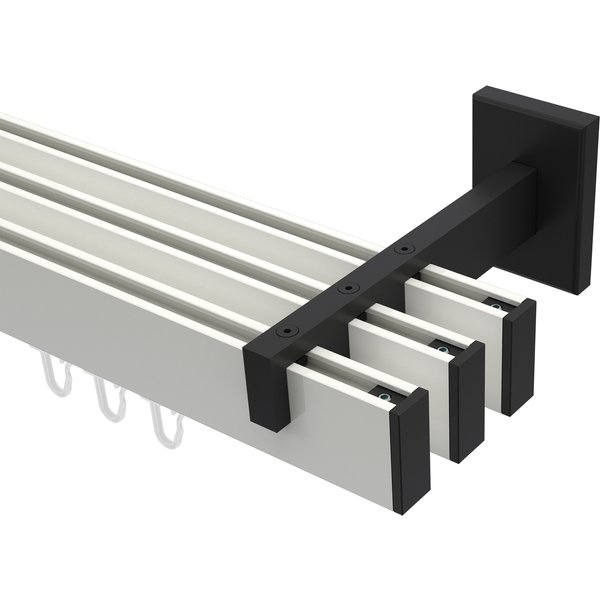 Innenlaufstange / Gardinenstange Weiß / Schwarz 3-läufig Eckdesign Smartline Paxo