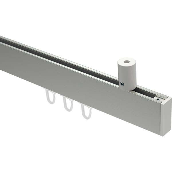 Innenlaufstangen / Decken-Vorhangstangen Edelstahl-Optik / Weiß eckig Sonius Paxo