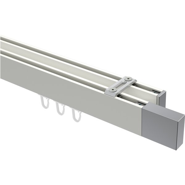 Innenlaufstange / Decken-Vorhangstange Weiß / Chrom 2-läufig Eckdesign Smartline Lox