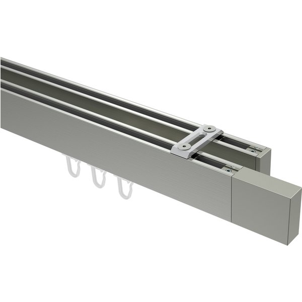 Innenlauf Gardinenstangen Deckenmontage doppelläufig eckig Edelstahl Optik Smartline Lox