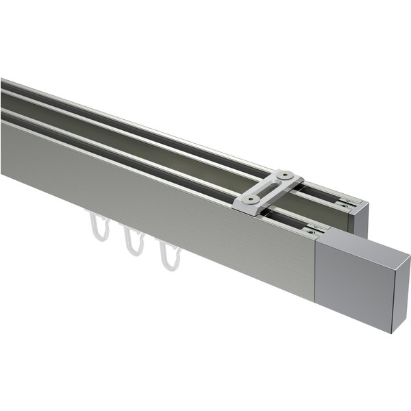 Innenlaufstangen / Decken-Gardinenstangen Edelstahl-Optik / Chrom 2-läufig kantig Smartline Lox