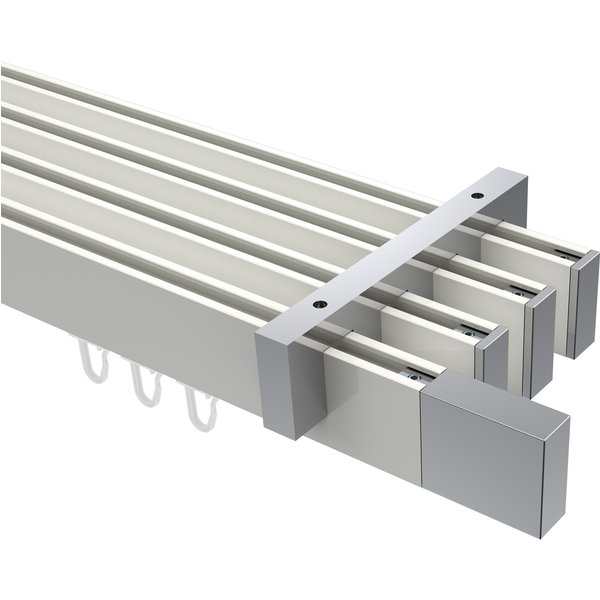 Innenlaufstange / Decken-Vorhangstange Weiß / Chrom 4-läufig Eckdesign Smartline Lox