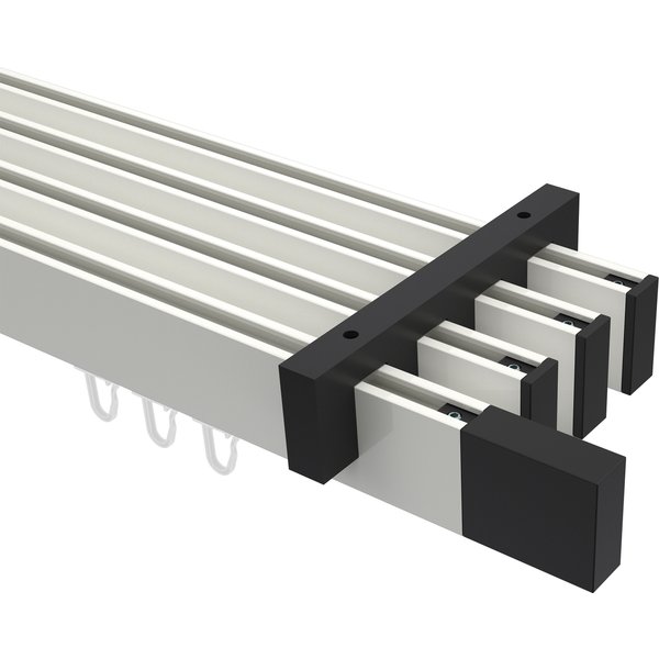 Innenlauf-Gardinenstangen Deckenmontage Weiß / Schwarz vierläufig kantig Smartline Lox