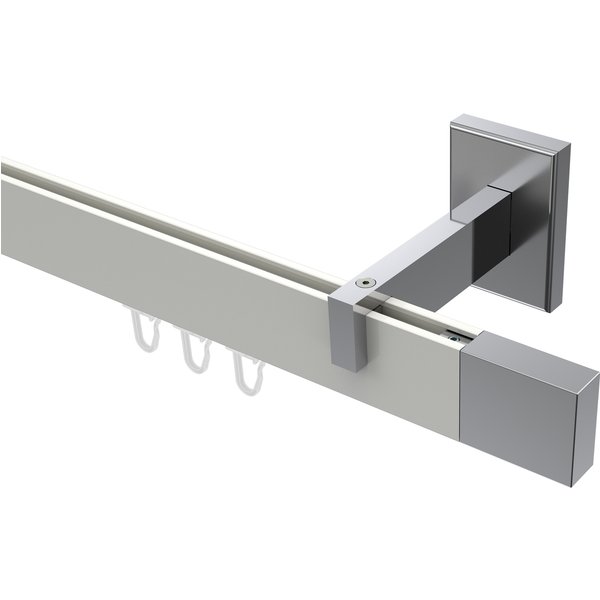 Innenlaufstangen / Gardinenstangen Weiß / Chrom eckig Smartline Lox