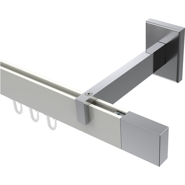 Innenlaufstange / Gardinenstange Weiß / Chrom Eckdesign Smartline Lox