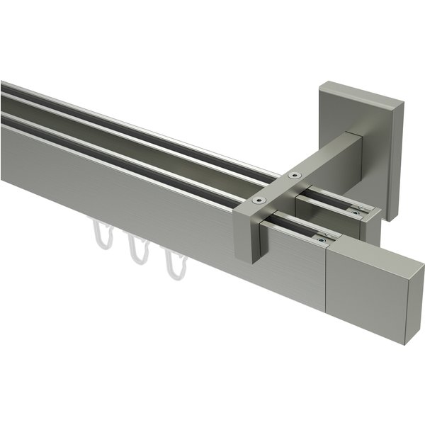 Innenlaufstange / Gardinenstange Edelstahl-Optik 2-läufig eckig Smartline Lox