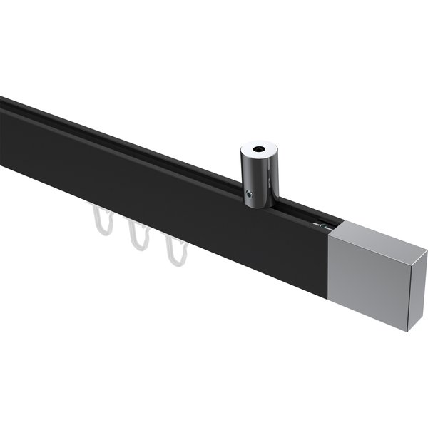 Innenlaufstange / Decken-Gardinenstange Schwarz / Chrom Eckdesign Sonius Lox