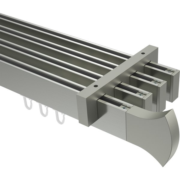 Innenlauf Gardinenstangen Deckenmontage doppelläufig eckig Edelstahl Optik Smartline Lox