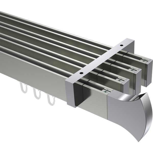 Innenlaufstangen / Decken-Vorhangstangen Edelstahl-Optik / Chrom vierläufig kantig Smartline Conex