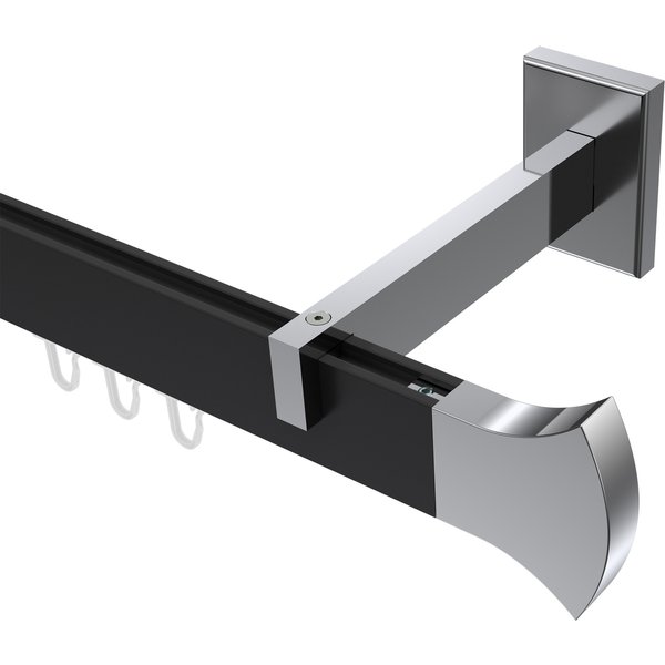 Innenlaufstange / Vorhangstange Schwarz / Chrom Eckdesign Smartline Conex