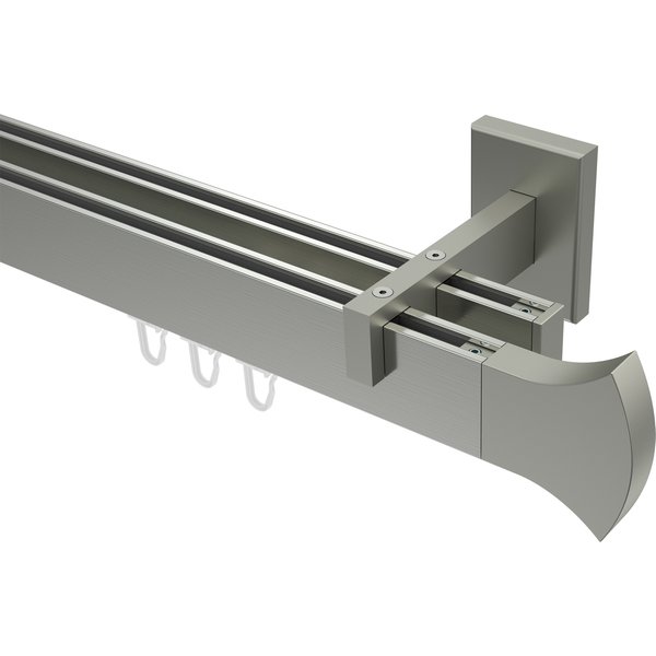 Innenlaufstangen / Vorhangstangen Edelstahl-Optik 2-läufig eckig Smartline Conex