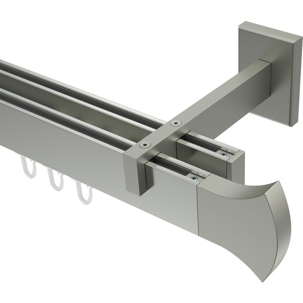 Innenlaufstange / Gardinenstange Edelstahl-Optik 2-läufig Eck-Design Smartline Conex