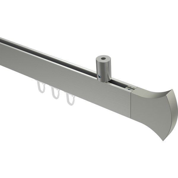 Innenlauf Gardinenstange Deckenanbringung Eckdesign Edelstahl-Optik Sonius Conex