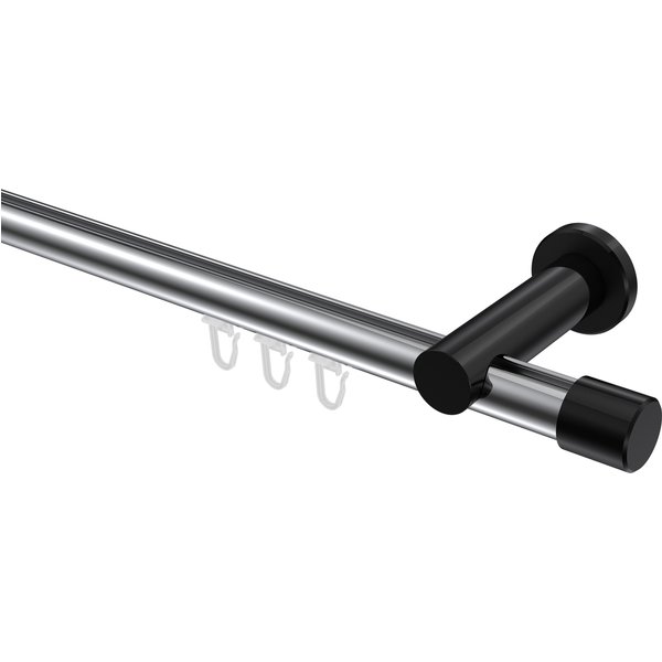 Innenlauf-Gardinenstangen Chrom / Schwarz, Aluminium / Metall 20 mm Ø Platon Santo