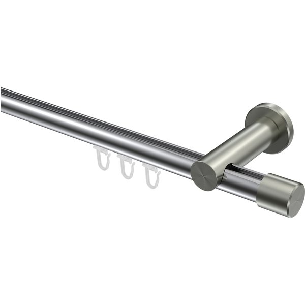 Innenlauf-Gardinenstange Chrom / Edelstahl-Optik, Aluminium / Metall 20 mm Ø Platon Santo