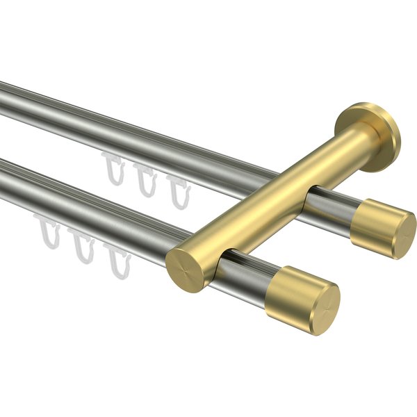 Innenlaufstangen Edelstahl-Optik / Messing-Optik 20 mm Ø Platon Santo, zweiläufig