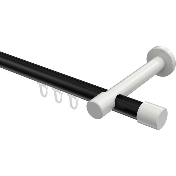 Innenlauf-Vorhangstangen Schwarz / Weiß, Aluminium / Metall 20 mm Ø Prestige Santo