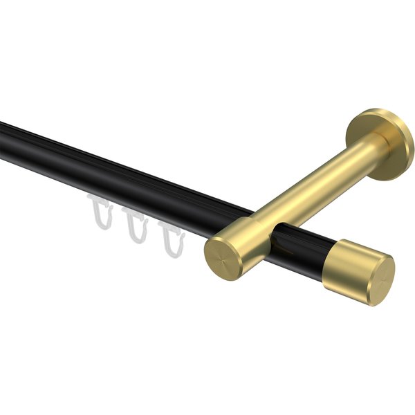 Vorhangstange mit Innenlauf Schwarz / Messing-Optik, Aluminium / Metall 20 mm Ø Prestige Santo