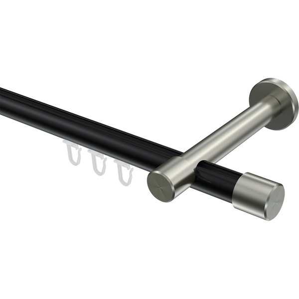 Innenlauf-Gardinenstange Schwarz / Edelstahl-Optik, Aluminium / Metall 20 mm Ø Prestige Santo
