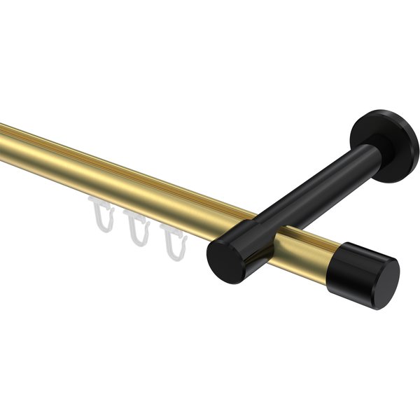 Gardinenstange mit Innenlauf Messing-Optik / Schwarz, Aluminium / Metall 20 mm Ø Prestige Santo
