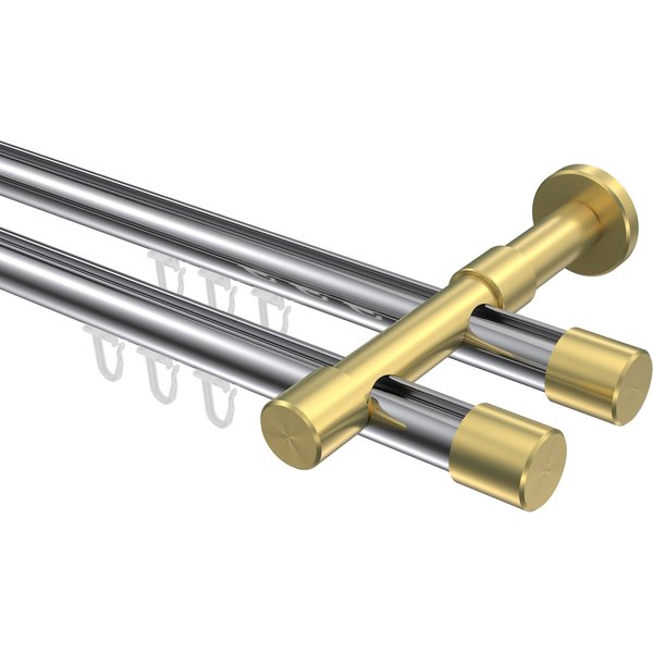 Innenlaufstange Chrom / Messing-Optik, 2-läufig Aluminium / Metall 20 mm Ø Prestige Santo