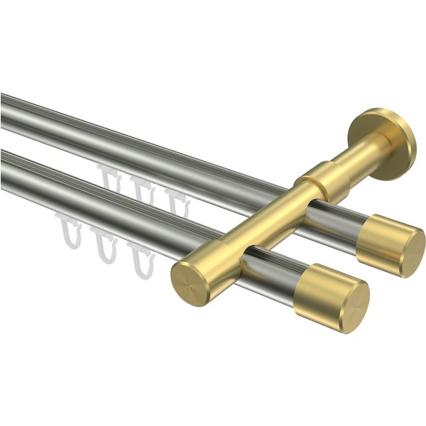 Innenlaufstangen Edelstahl-Optik / Messing-Optik 20 mm Ø Prestige Santo, zweiläufig