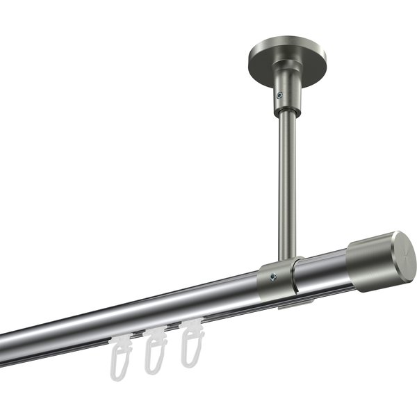 Vorhangstange mit Innenlauf (Deckenanbringung) Chrom / Edelstahl-Optik, Aluminium / Metall 20 mm Ø Sonette Santo