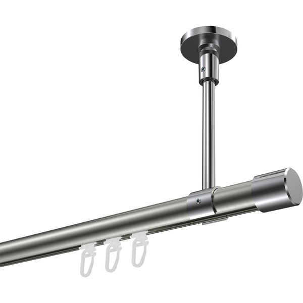 Innenlaufstange (Deckenanbringung) Edelstahl-Optik / Chrom, Aluminium / Metall 20 mm Ø Sonette Santo