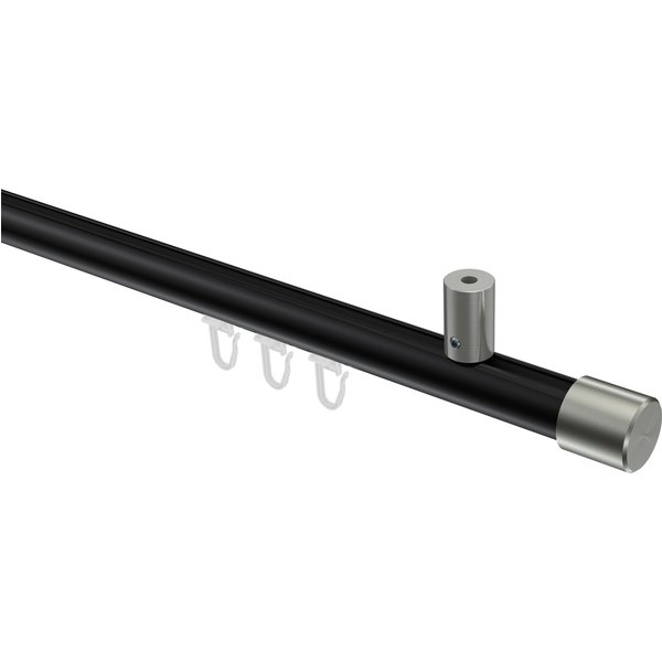 Vorhangstange mit Innenlauf (Deckenmontage) Schwarz / Edelstahl-Optik, Aluminium / Metall 20 mm Ø Sonius Santo