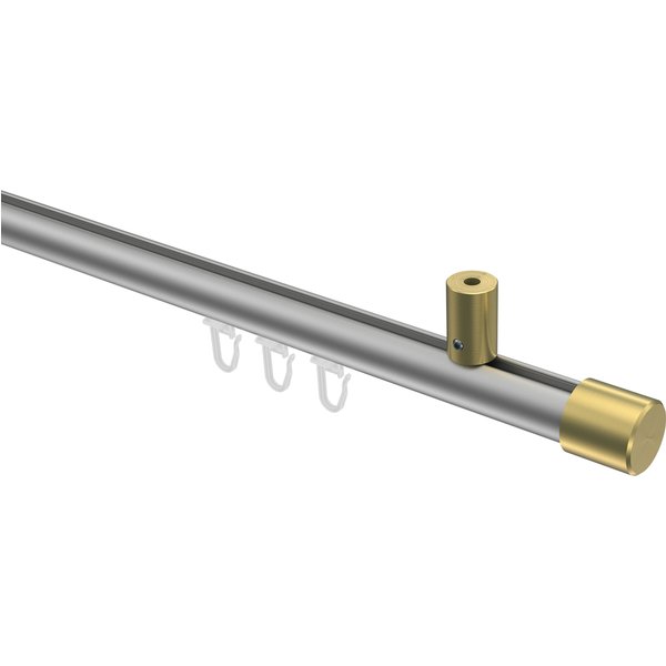 Innenlauf-Vorhangstange (Deckenmontage) Silbergrau / Messing-Optik, Aluminium / Metall 20 mm Ø Sonius Santo