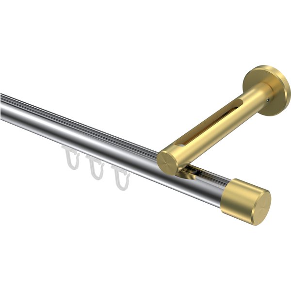 Innenlauf-Vorhangstange Chrom / Messing-Optik, Aluminium / Metall 20 mm Ø Siteno Santo